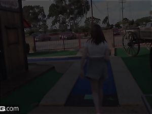 Maya first-timer teenager shows wooly vagina on Mini-Golf tryst