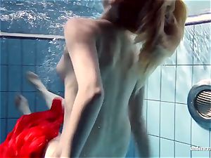 steaming light-haired Lucie French teen in the pool