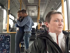 Lindsey Olsen screws her stud on a public bus